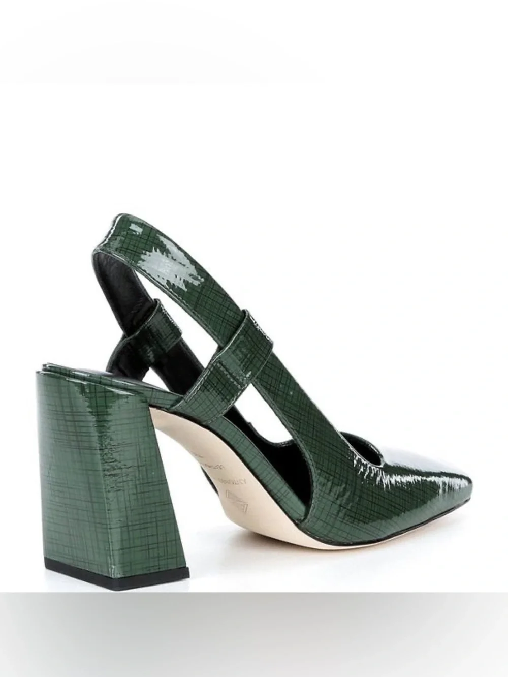 NWT Antonio Melani Salma Printed Patent Leather Slingback Pumps Oxford Green